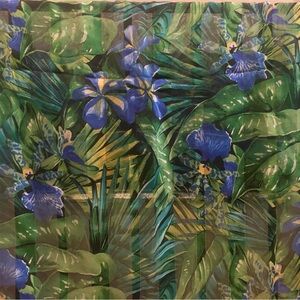 Beautiful orchid and jungle print scarf. No tags.